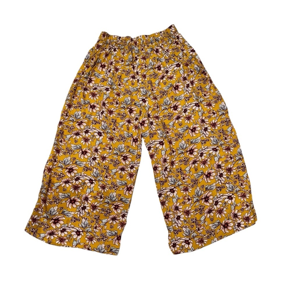 American Eagle Women's M Medium Wide Leg Capri Pants Gaucho Pants Floral Elastic - Picture 5 of 6